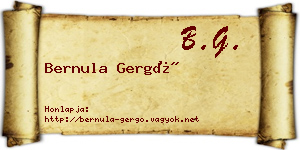Bernula Gergő névjegykártya