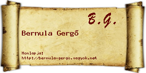 Bernula Gergő névjegykártya